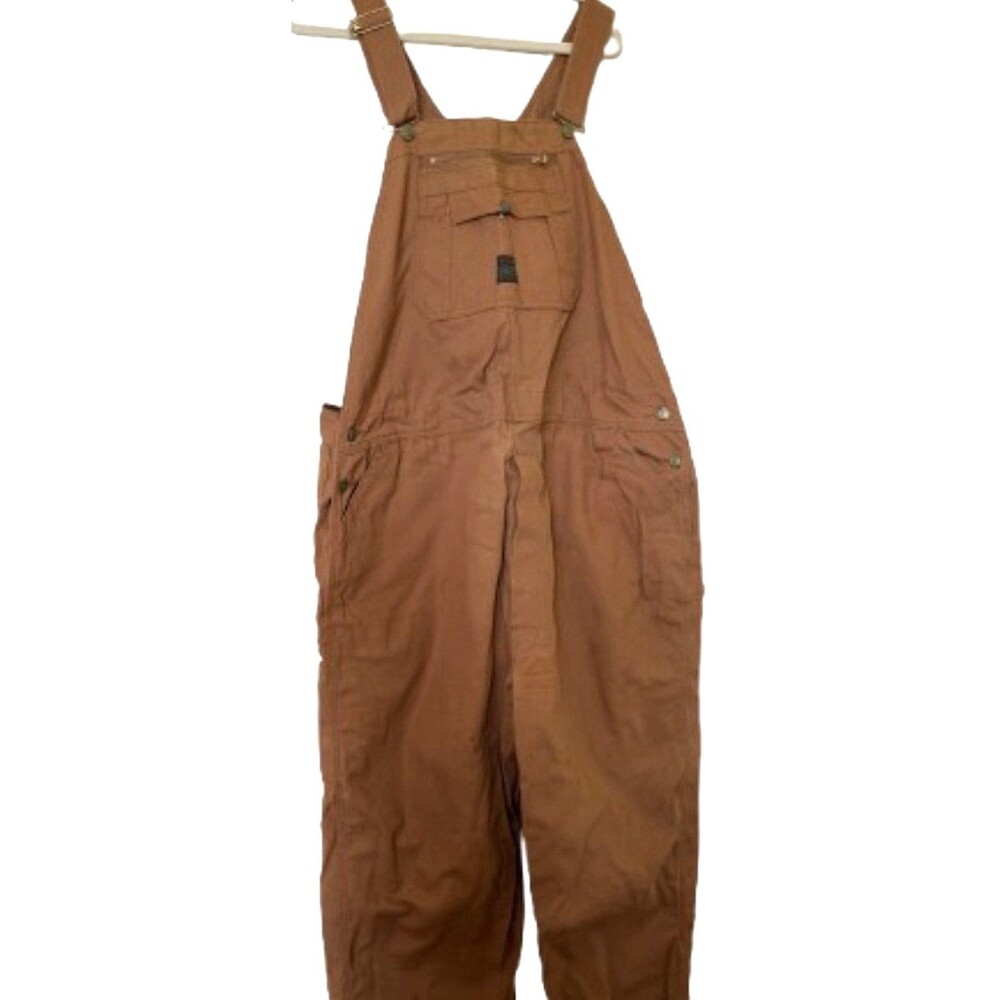 Liberty Brown Bib Overalls 50x32 Carpenter Workwear Utility Duck Canvas